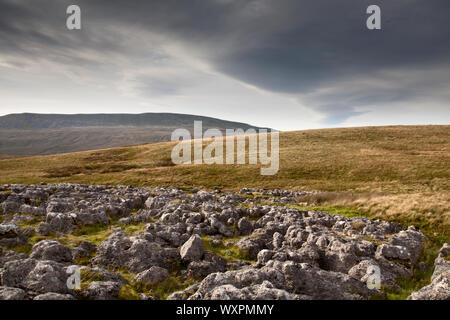 Whernside und Kalkstein Bürgersteig, Drei Zinnen, North Yorkshire Dales Stockfoto