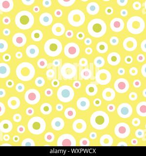Das gelbe Muster mit rosa und gelb Pastell dot und ring Kreis. Oberfläche pattern Design. Stock Vektor