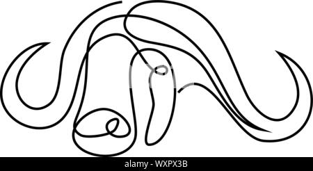 Durchgehende Linie Büffel- oder Stierkopf. Einzelne Zeile Vector Illustration. Minimal Style Stock Vektor