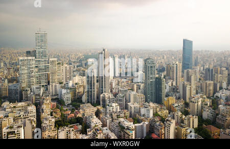 Beirut, Blick auf die Stadt mit Antenne Drone, Beirut, Libanon Stockfoto