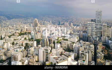 Beirut, Blick auf die Stadt mit Antenne Drone, Beirut, Libanon Stockfoto