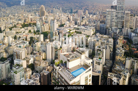 Beirut, Blick auf die Stadt mit Antenne Drone, Beirut, Libanon Stockfoto