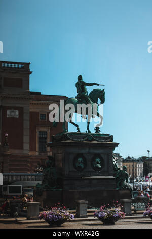 Statue des schwedischen Königs Gustav II Adolf in Stockholm, Schweden. Stockfoto