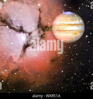 Planet Jupiter in der bunten sternklaren Universum. Elemente dieses Bild von der NASA eingerichtet. Stockfoto