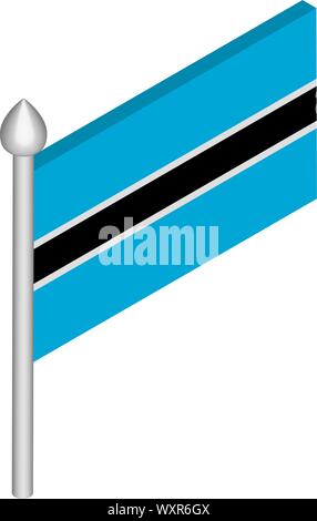 Isometrische Darstellung der Fahnenmast mit Botswana Flagge Stock Vektor