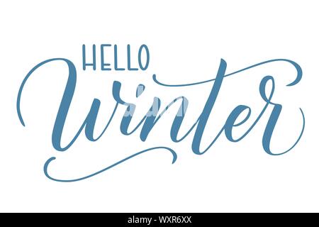 Pinsel Kalligraphie Hallo Winter Stock Vektor