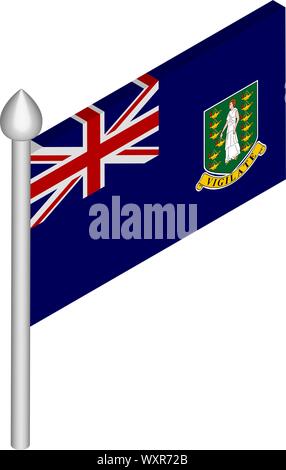 Isometrische Darstellung der Fahnenmast mit British Virgin Islands Flagge Stock Vektor