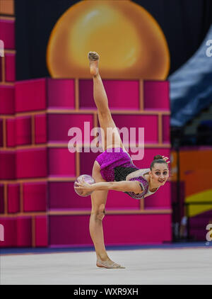 Baku, Aserbaidschan. 17 Sep, 2019. Boryana Kaleyn Bulgariens während der 37 Rhythmische Gymnastik Wm-Match zwischen und Tag 2 an den Nationalen Gymnastik Arena in Baku, Aserbaidschan. Ulrik Pedersen/CSM/Alamy Live News Credit: Cal Sport Media/Alamy leben Nachrichten Stockfoto