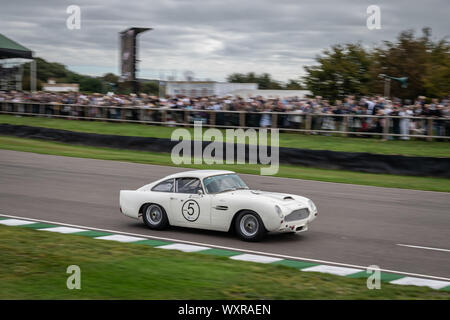 Vintage-themed Goodwood Revival. Großbritanniens größte jährliche Classic Car Show feiert das mid-20th Jahrhundert Blütezeit der Goodwood Rennstrecke. Stockfoto