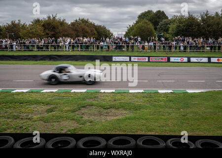 Vintage-themed Goodwood Revival. Großbritanniens größte jährliche Classic Car Show feiert das mid-20th Jahrhundert Blütezeit der Goodwood Rennstrecke. Stockfoto