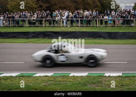 Vintage-themed Goodwood Revival. Großbritanniens größte jährliche Classic Car Show feiert das mid-20th Jahrhundert Blütezeit der Goodwood Rennstrecke. Stockfoto