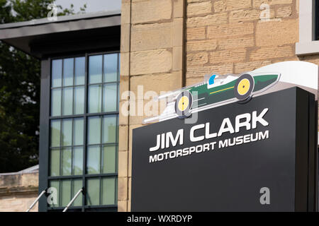 Offizielle Eröffnung Tag der neuen Jim Clark Motorsport Museum in Duns, Schottland, Großbritannien Stockfoto