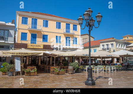 Marktplatz in der Stadt Lefkada auf Lefkada/Lefkas Insel, Griechenland Stockfoto