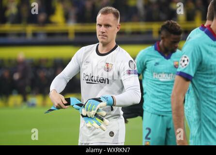 Dortmund, Deutschland. 17 Sep, 2019. firo: 17.09.2019 Fußball, 2019/2020 Champions League BVB Borussia Dortmund - FC Barcelona Treber - Andre ter Stegen | Verwendung der weltweiten Kredit: dpa/Alamy leben Nachrichten Stockfoto