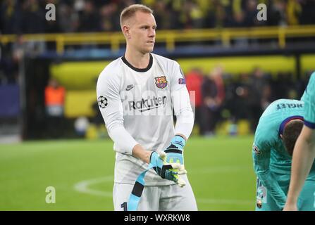 Dortmund, Deutschland. 17 Sep, 2019. firo: 17.09.2019 Fußball, 2019/2020 Champions League BVB Borussia Dortmund - FC Barcelona Treber - Andre ter Stegen | Verwendung der weltweiten Kredit: dpa/Alamy leben Nachrichten Stockfoto