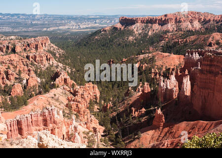 Felsformationen zeigen die Erosion durch Wasser, Wind und Wetter in den roten Sandstein im Cedar Breaks National Monument in Utah in den USA. Stockfoto