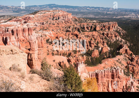 Felsformationen zeigen die Erosion durch Wasser, Wind und Wetter in den roten Sandstein im Cedar Breaks National Monument in Utah in den USA. Stockfoto