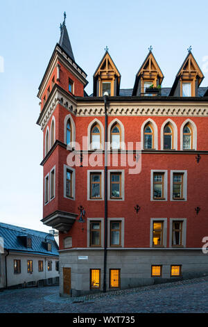 Stockholm, Schweden. September 2019. Ein Blick auf einen typischen Haus in Södermalm Insel Stockfoto