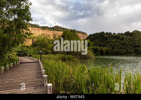 Überblick über die berühmten Mount Danxia, Guangdong, China Stockfoto