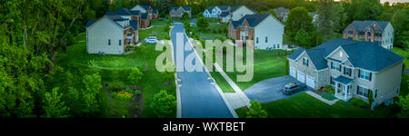 Amerikanische vorstadtnachbarschaft Luftaufnahme Stockfoto