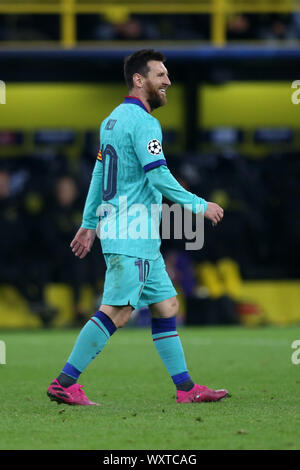 Lionel Messi vom FC Barcelona in der UEFA Champions League Spiel zwischen Borussia Dortmund und dem FC Barcelona am Signal Iduna Park in Dortmund gesehen. (Endstand; Borussia Dortmund 0:0 FC Barcelona) Stockfoto