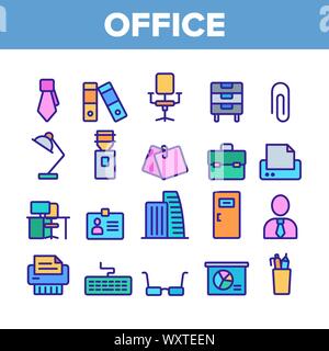 Office Job Farbelemente Vector Icons einstellen Stock Vektor