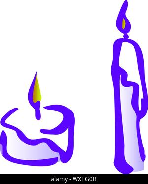 Einstellen der schwarzen und weißen Silhouette brennende Kerzen, Aromatherapie Spiritualität religion Gedenk- und Party Line Art Vector Illustration Stock Vektor