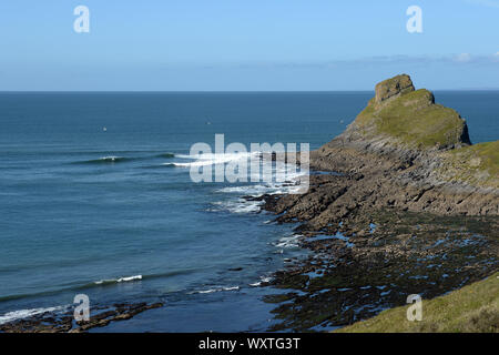 Worm's Head ist der westlichste Punkt auf der Gower und wird zu einer Insel bei Flut Stockfoto