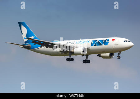 Tel Aviv, Israel - 23. Februar 2019: MNG Airlines Airbus A300F Flugzeug am Flughafen Tel Aviv (TLV) in Israel. Stockfoto