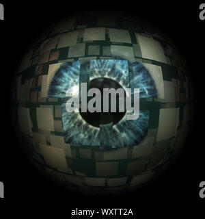 Digital gerenderte Darstellung eines abstrakten technologische Augapfel. Stockfoto