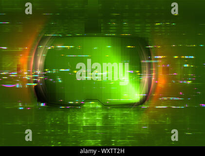 3D-VR-Brille mit Grunge glitch Textur, abstrakten technischen Hintergrund. Stockfoto