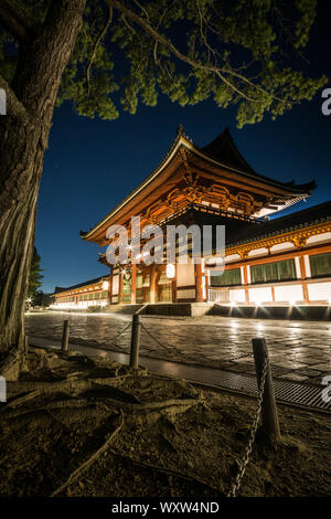 Nacht Blick auf Chūmon, das mittlere Tor der Todai-ji-Tempel in Nara, Japan Stockfoto