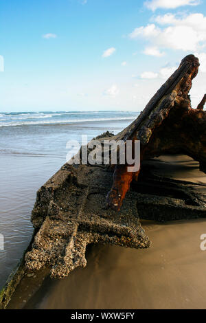 Schiffbruch auf der westlichen Strand von Fraser Island, Queensland, Australien, die größte Sandinsel der Welt Stockfoto