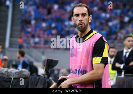 Mailand, Italien. 17.September 2019. Champions League 2019-20 Gruppe F. FC Internazionale vs SK Slavia Praha. Diego Godin des FC Internazionale. Stockfoto