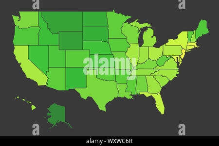 USA Bevölkerung Heat Map als Farbe dichte Abbildung Stockfoto