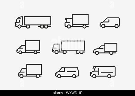 Transportsymbol eingestellt. Transport im linearen Stil. Vektorgrafik Stock Vektor