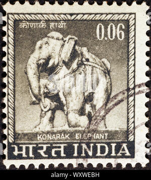 Konarak Elefant auf indischen Briefmarke Stockfoto