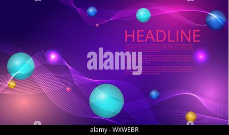 Violett Blau gewellte Einfache futuristische glänzenden Hintergrund Dekoration, mit primitiven, Supremacist und offenen Raum für Text, Vector Illustration für Web- und Stock Vektor