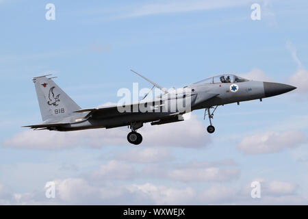 Israelische Luftwaffe F-15C Baz Landung an RAF Waddington während der Übung Cobra Krieger. Stockfoto