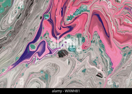 Abstrakte acryl Textur. Gemischte Lack. Helle Farben. Marmor. Kreative Gestaltung. Stockfoto