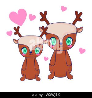 Süße Rentier paar Zeichen Vector Illustration Design Stock Vektor