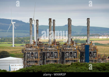 Anzeigen Mossmorran NGL ethylenanlage am 18. September 2019 in der Fife, Schottland, Großbritannien. Die Anlage wird gemeinsam von ExxonMobil und Shell UK betrieben. Öffentlichkeit Stockfoto