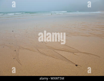 Sand Muster (diseños Naturales de la Arena). Dhail Mor Strand. Lewis Insel. Die äußeren Hebriden. Schottland, Großbritannien Stockfoto