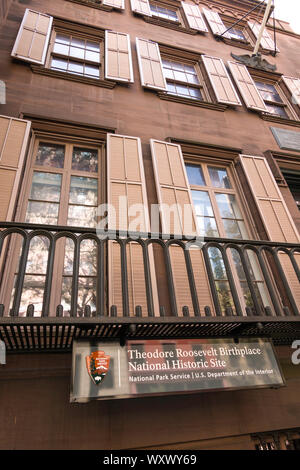 Theodore Roosevelt Birthplace National Historic Site ist ein neu Brownstone bei 28 East 20. Straße, New York, USA Stockfoto