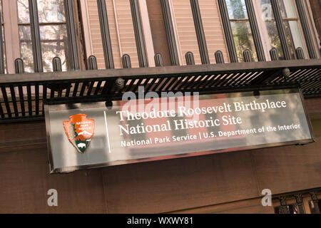 Theodore Roosevelt Birthplace National Historic Site ist ein neu Brownstone bei 28 East 20. Straße, New York, USA Stockfoto