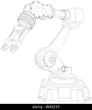 Industrial robot Manipulator. EPS 10-Format. Wire-Frame Vector erstellt von 3d. EPS 10-Format. Stock Vektor