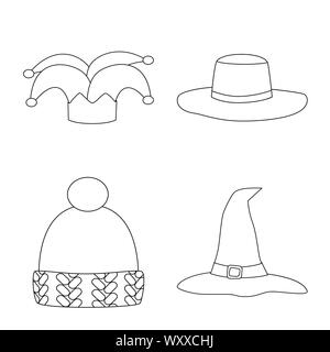 Isoliertes Objekt von Kopfbedeckungen und napper unterzeichnen. Satz von Kopfbedeckungen und Helm Vector Symbol für das Lager. Stock Vektor