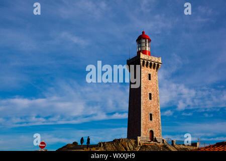 Phare du Cap Béar Kap, Leuchtturm, in der Nähe der Port Vendres, Frankreich. Stockfoto