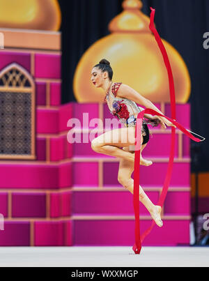 Baku, Aserbaidschan. 18 Sep, 2019. !! Während der 37 Rhythmische Gymnastik Wm-Match zwischen und 3. Tag auf nationaler Gymnastik Arena in Baku, Aserbaidschan. Ulrik Pedersen/CSM. Credit: Cal Sport Media/Alamy leben Nachrichten Stockfoto