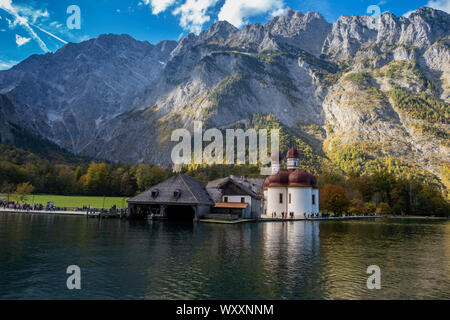 Kirche Sant Bartholomä am Königssee in Bayern Stockfoto